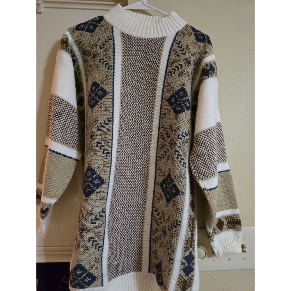 VTG 80's Clifton Place Made in USA Western Browns Ski Slope Men's SZ XL Sweater